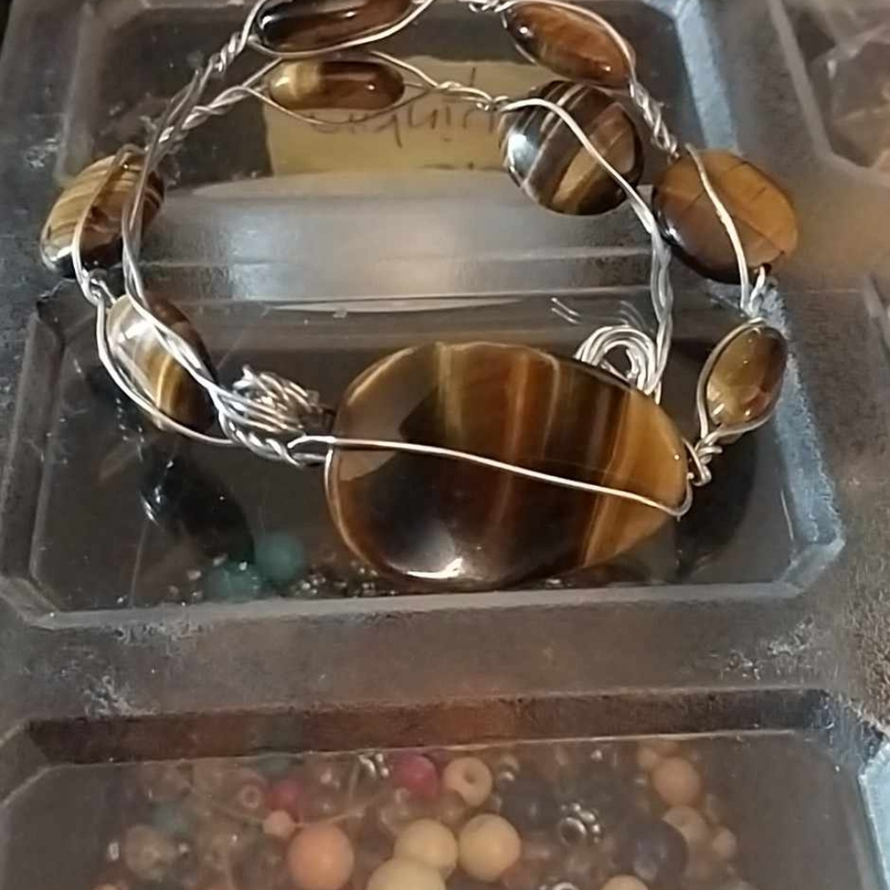 Tigers eye wire wrap bracelet